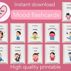 Emotions Flash Cards for Kids | Feelings Learning Cards | Preschool Emotional Regulation Tool | EYFS | SEL SEND | Printable