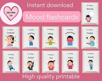 Emotions Flash Cards for Kids: Feelings Learning, SEL Resource (Printable PDF
