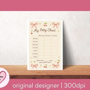 Coquette bow girly | potty training reward chart | vintage pastel girl chart | printable | instant download