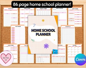 Homeschool Planner Printable, Digital Lesson Planner, Academic Schedule, Weekly Organizer for Kids, Editable Templates