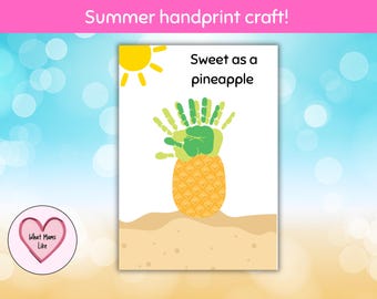 Pineapple Handprint Craft: Summer Keepsake Art (PDF Download A4 Size)