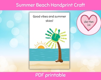Palm Tree Handprint Craft: Summer Beach Scene Keepsake (PDF Download)