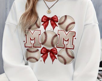 Baseball Mom Bow Png, Shirt Design (Digital Download)
