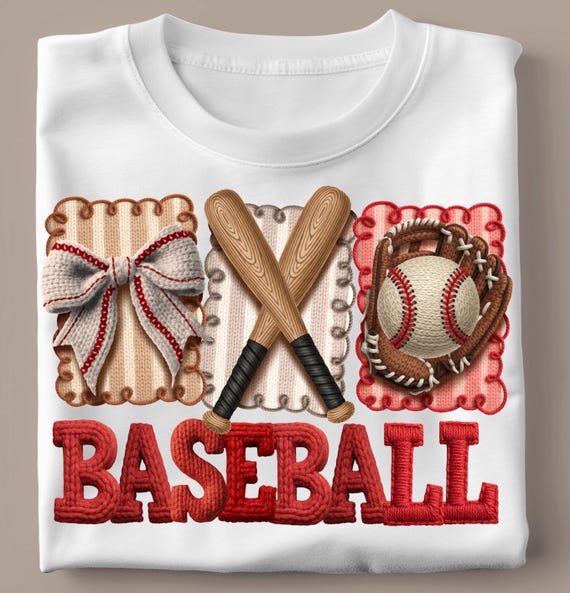 Baseball Coquette Faux Yarn Crochet PNG (Digital Download)