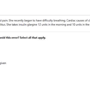 May include: A screenshot of a medical document titled "Patient Data." The document includes sections for "History and Physical," "Nurses' Notes," and "Imaging Studies." Text describes a patient's medical history and asks about medication error prevention techniques.