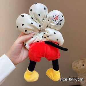Plush Flower Scrunchie with Character Legs | Cute Cartoon Hair Tie | Inspired by Mickey, Minnie, Donald and More | Unique Gift