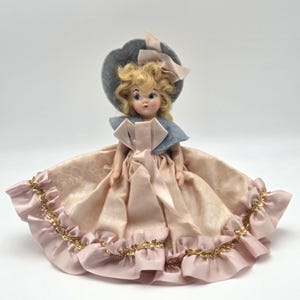 Vintage 1940s Composition Princess Anna Storybook Doll Blonde Hair Pink Dress image 1