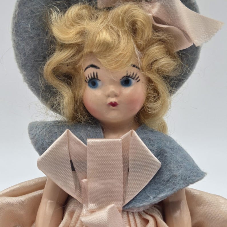 Vintage 1940s Composition Princess Anna Storybook Doll Blonde Hair Pink Dress image 2