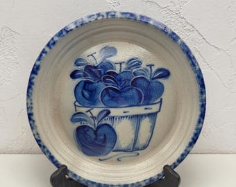Eldreth Pottery Salt Glazed Apple Basket Pie Plate 11" North Carolina Folk 1995