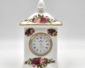 Royal Albert Old Country Roses Small Carriage Desk Clock 1962 Made In England