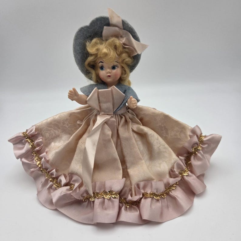 Vintage 1940s Composition Princess Anna Storybook Doll Blonde Hair Pink Dress image 4