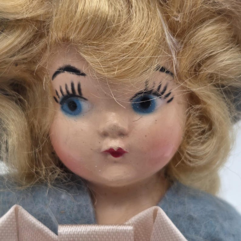 Vintage 1940s Composition Princess Anna Storybook Doll Blonde Hair Pink Dress image 3