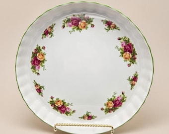 Fuente para quiche Royal Albert Old Country Roses, fabricada en Inglaterra, 29 cm (11,5 pulgadas)