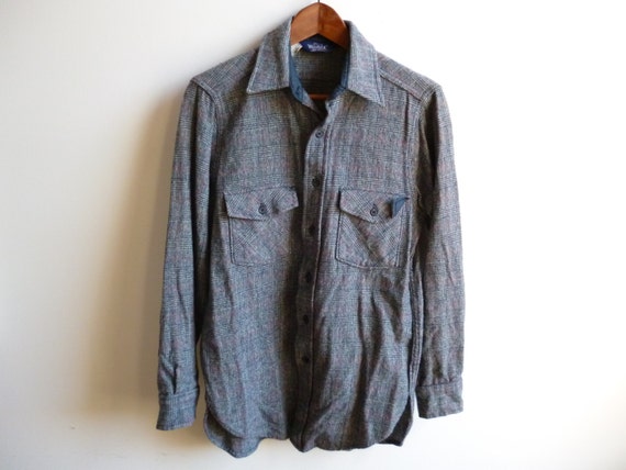 Vintage Woolrich Glen Plaid Wool Shirt Mens S/M - image 2