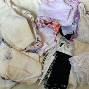 Vintage Handkerchief Bundle: Cottagecore Linens, Slow Stitching Hankies