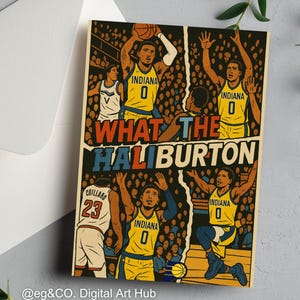 Tyrese Haliburton, vincitore della partita delle finali NBA, arte digitale - Record di tiri decisivi dei Pacers / Download digitale / Basket