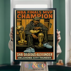 Shai Gilgeous-Alexander NBA Finals MVP Champion Digital Art Print - OKC Thunder Poster - Basketball Fan Gift