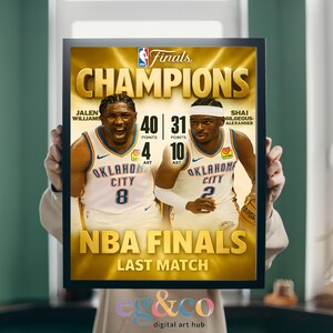 Oklahoma City Thunder NBA Champions Print | OKC Thunder Wall Art | Basketball Fan Gift | Digital Download Sports Decor  | Phone Wallpaper