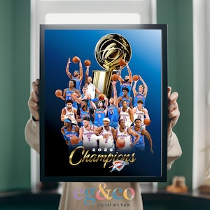 Oklahoma City Thunder NBA Champions Print | OKC Thunder Wall Art | Basketball Fan Gift | Digital Download Sports Decor  | Phone Wallpaper