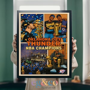 Oklahoma City Thunder NBA Champions Print | OKC Thunder Wall Art | Basketball Fan Gift | Digital Download Sports Decor  | Phone Wallpaper