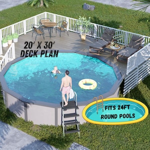 Topanga 20x30 Circle Pool Deck Plan – Elevated Wrap-Around Deck for 24' Pool | DIY PDF Plans
