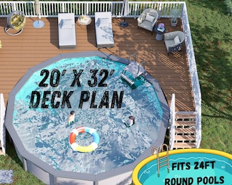 Gulfport 20x32 Circle Pool Deck Plan – DIY Above-Ground Pool Deck | Outdoor Lounge & Entertainment Space | PDF Building Plans