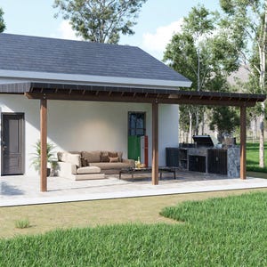 Dallas Pergola – 16x24 Lean-To Wall Pergola Plans – Modern Covered Patio Shade Structure – PDF DIY Blueprint