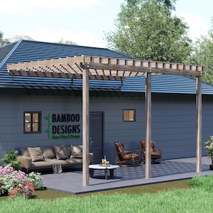 Scottsdale Shade 14x20 Pergola Plan – Roof-Mounted Patio Cover PDF – Modern Wall-Attached Overhang – DIY Outdoor Living Design