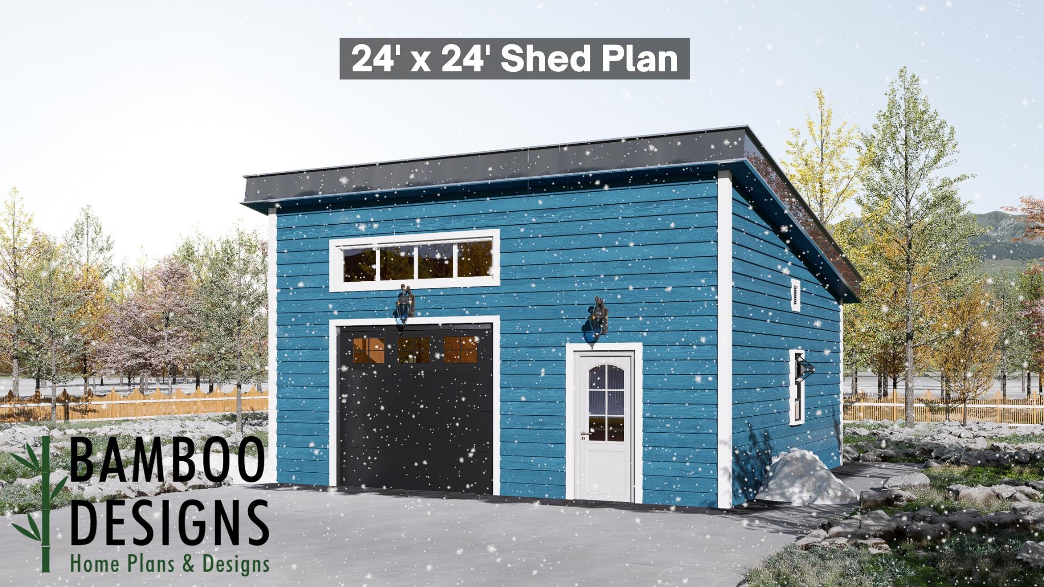 Image of Capri 24x24 Garage Shed Plan - A Modern Garage with Bold Contemporary Styling