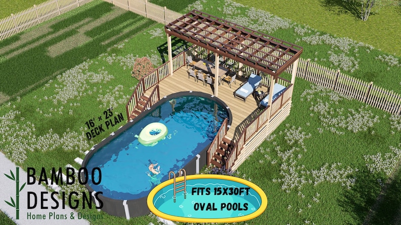 Sienna Oval Pool Deck · 15x30 plan by Bamboo Designs