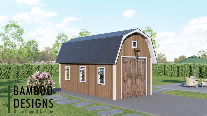 Angola Gambrel Garage · 12x24 plan by Bamboo Designs