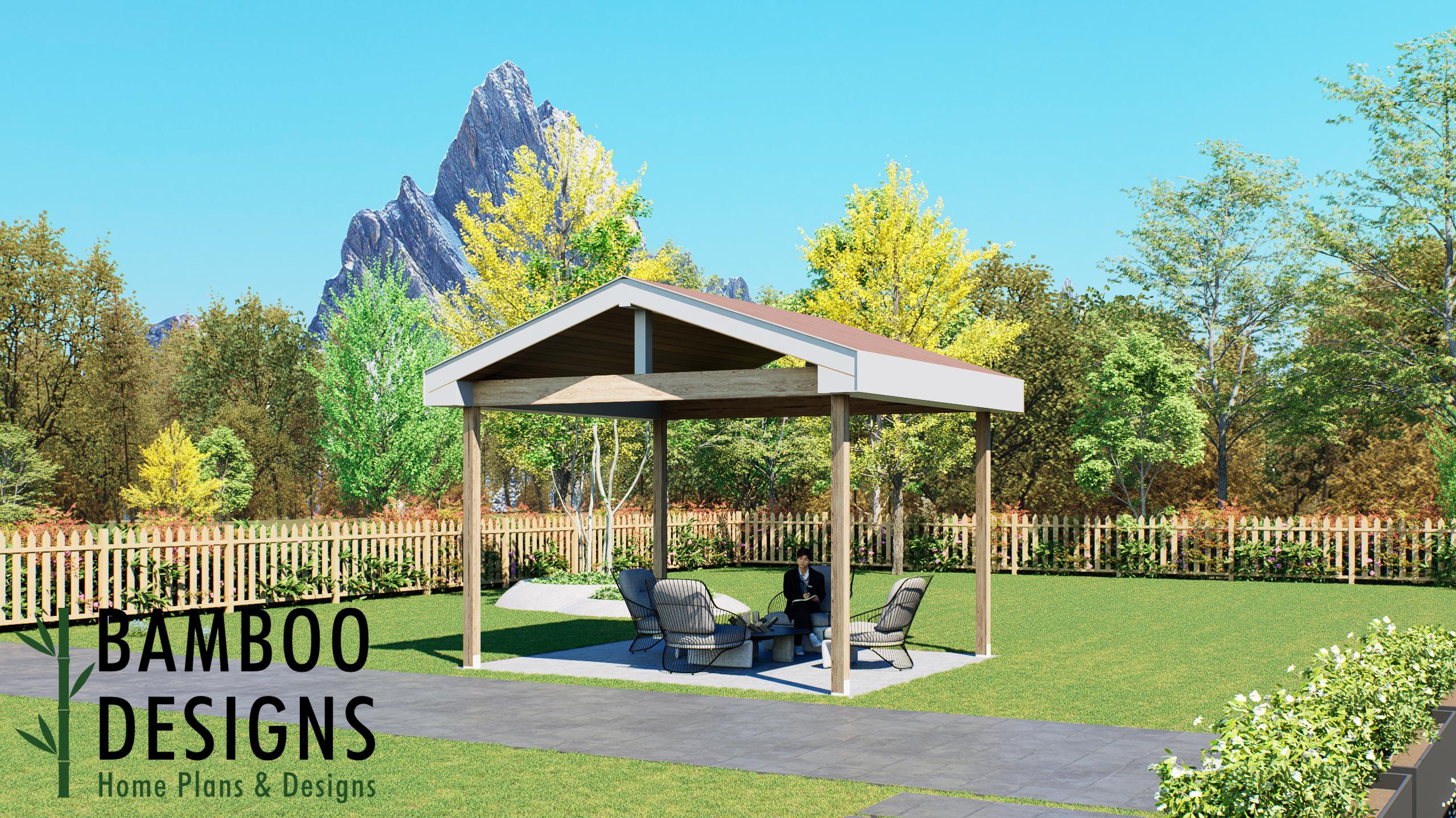 Image of Claiborne 16' x 16' Pavilion Plan — A Classic Outdoor Pavilion for Backyard Living & Entertaining | DIY Plans