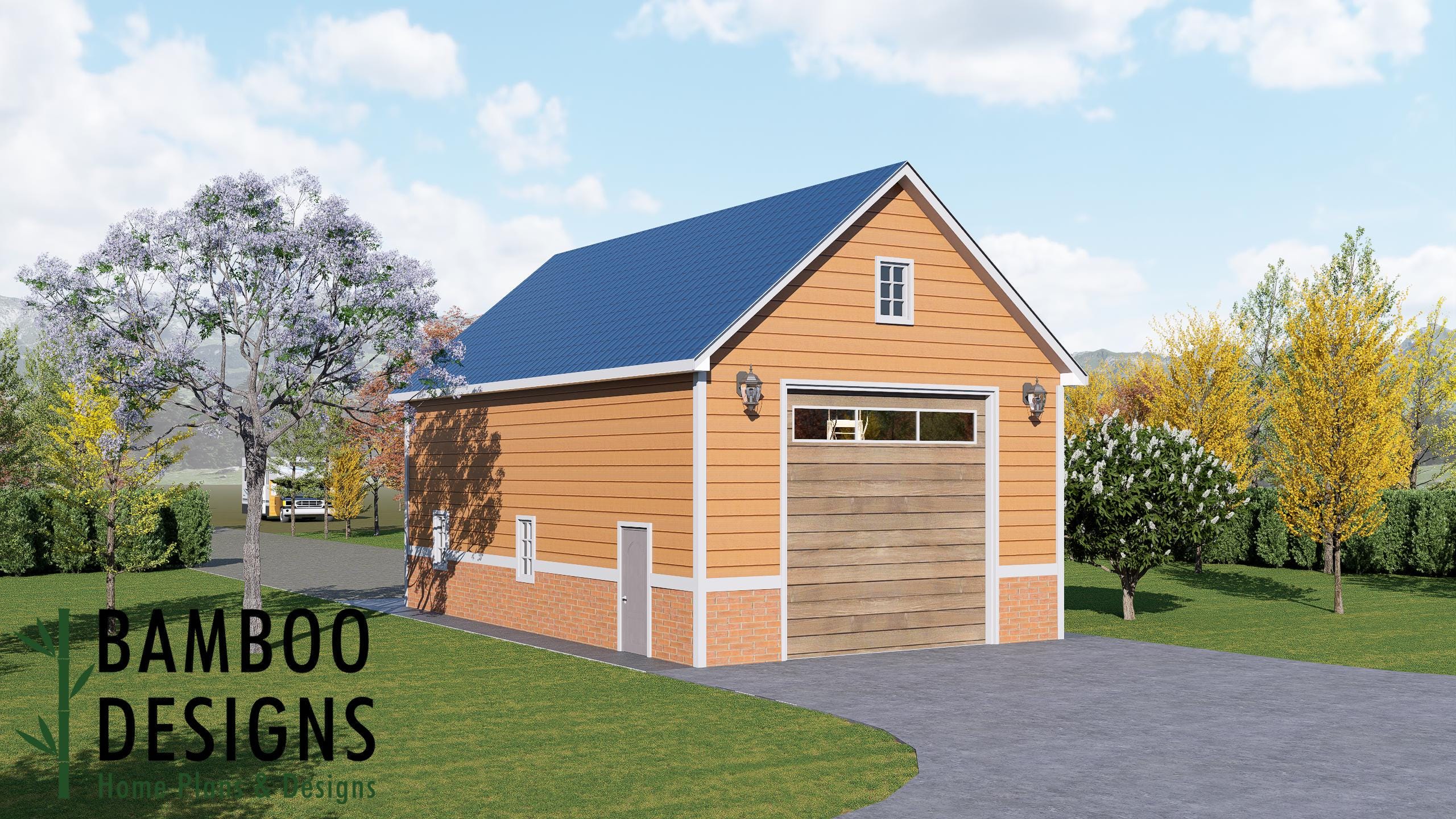 Image of Pi 24x40 RV Garage Shed Plan - Modern Barn Style RV Storage & Workshop