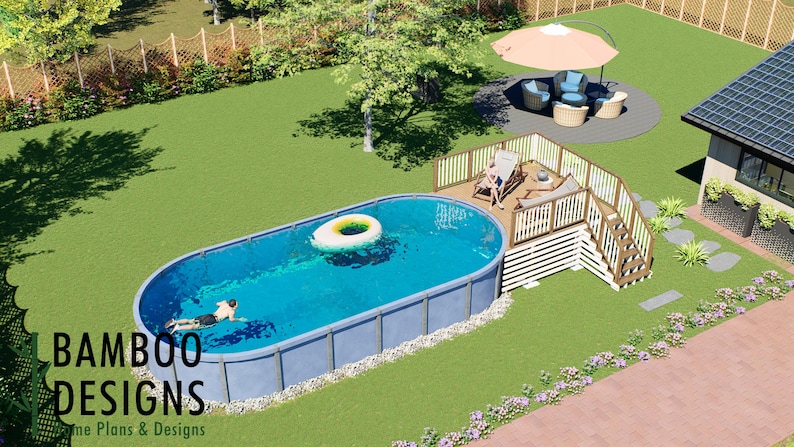 Sophie Oval Pool Deck · 10x12 plan by Bamboo Designs