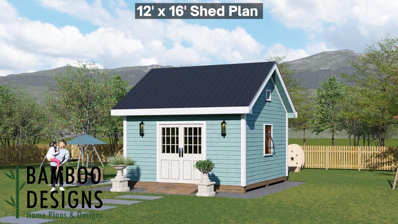 Titan 12x16 Gable Roof Shed plan by Bamboo Designs
