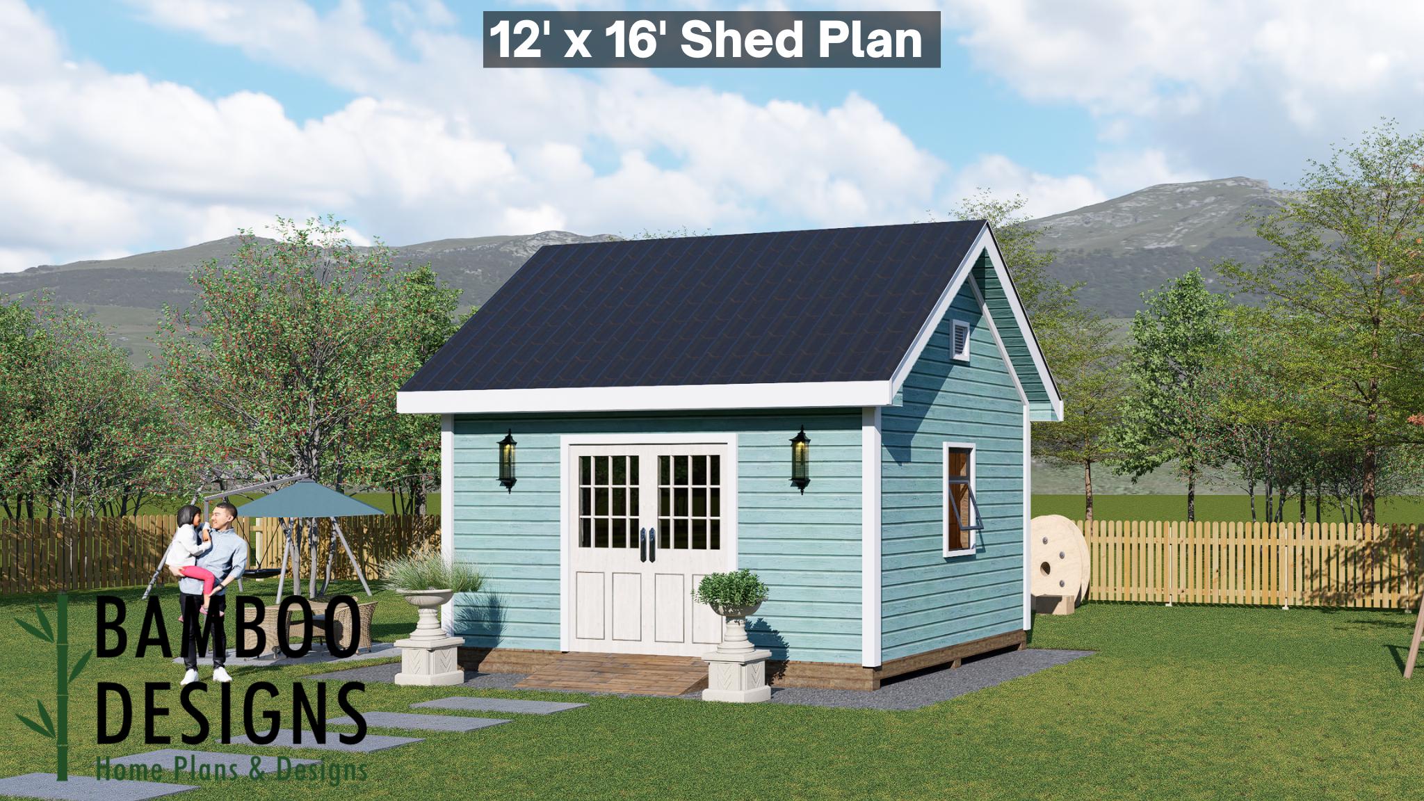 Image of Titan 12x16 Gable Roof Shed Plan - Premium Workshop, Studio, or Backyard Office | DIY Building Plans (PDF)