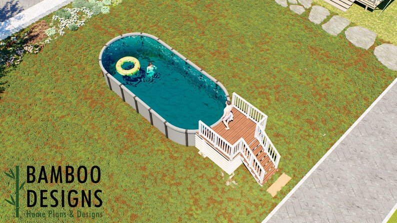 Zeni Oval Pool Deck · 6x8 plan by Bamboo Designs