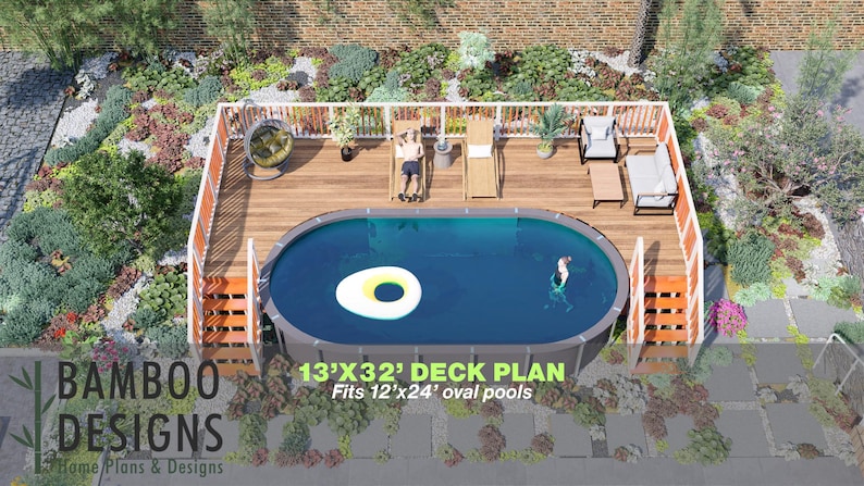Orange Blossom Pool Deck · 13x32 plan by Bamboo Designs