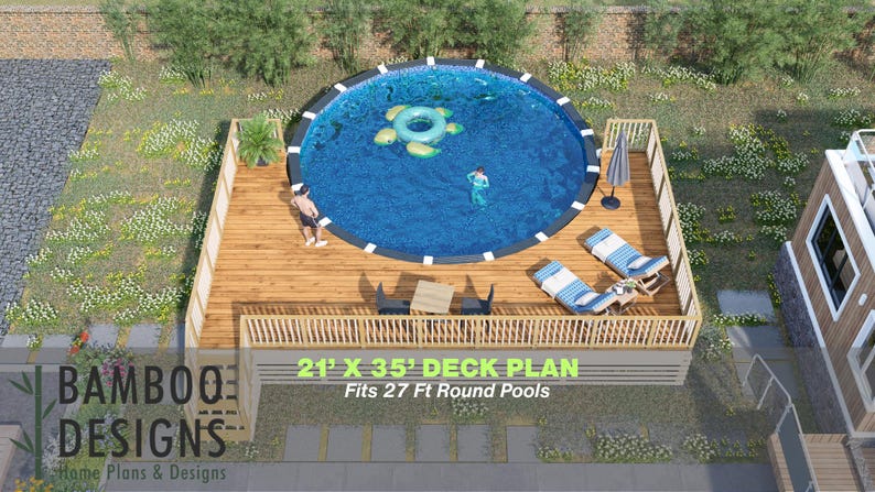 Pineapple Place Circle Pool Deck · 21x35 plan by Bamboo Designs