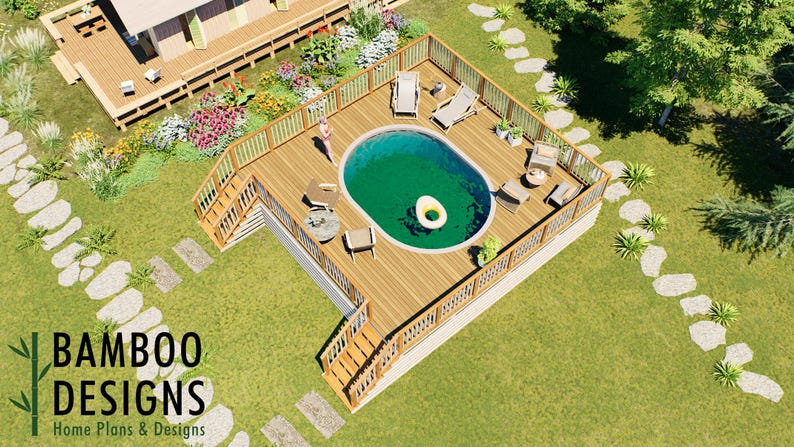 Novak Oval Pool Deck · 24x24 plan by Bamboo Designs