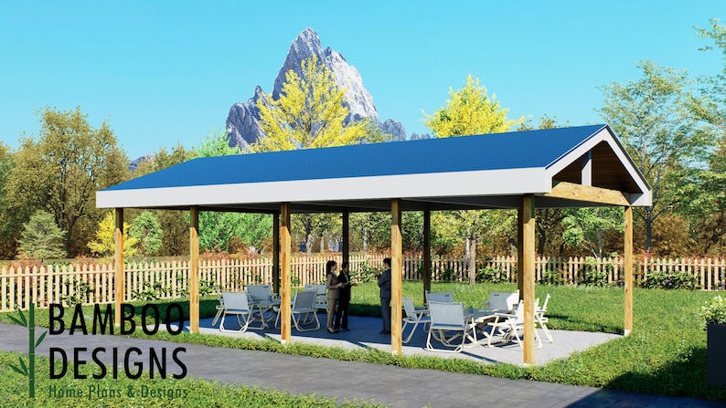 Holderness 20x36 Pavilion Plan — A Spacious Modern Backyard Entertainment Pavilion plan by Bamboo Designs