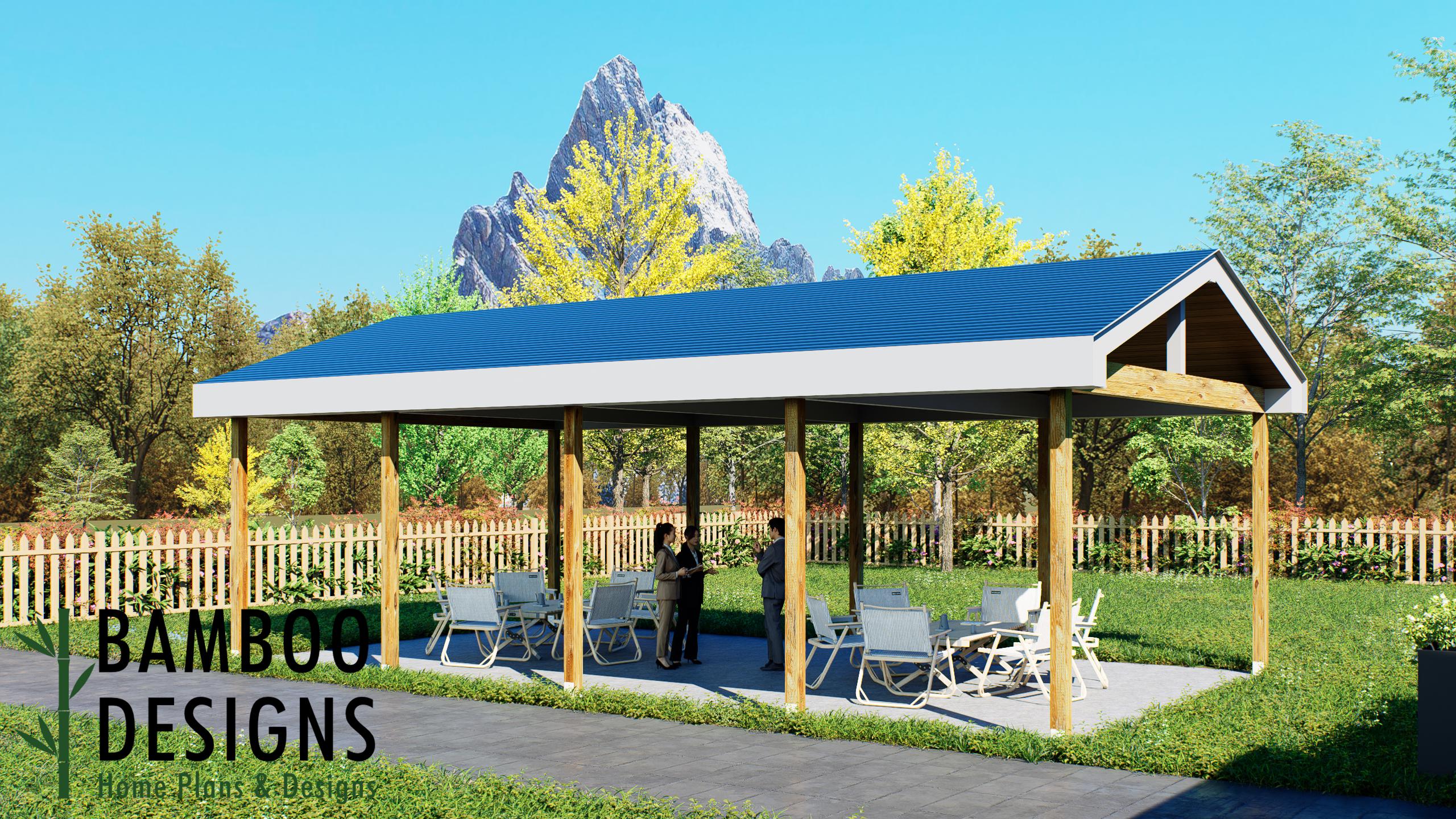 Image of Holderness 20x36 Pavilion Plan — A Spacious Modern Backyard Entertainment Pavilion | DIY Plans