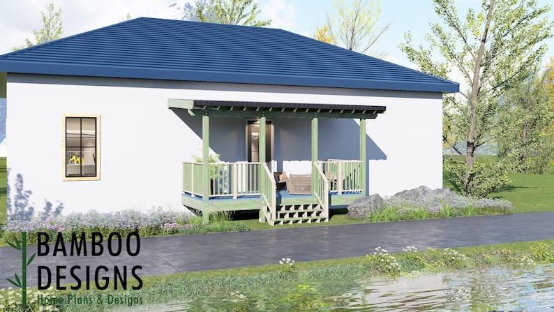 Loyola 8x18 Deck Plan with Mono Slope Porch plan by Bamboo Designs