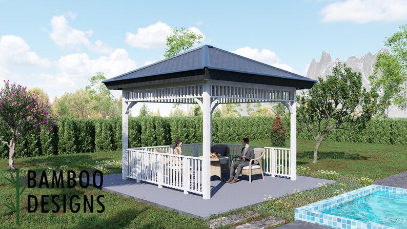 Palermo 14x14 Gazebo plan by Bamboo Designs