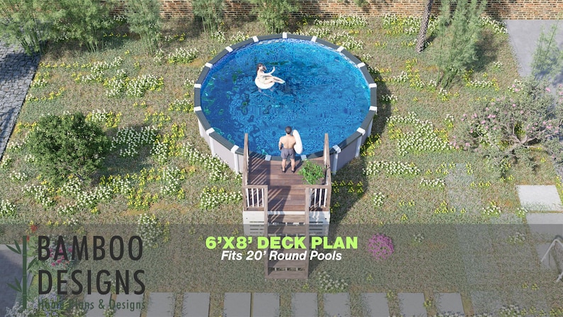 Aiken Round Pool Deck · 6x8 plan by Bamboo Designs