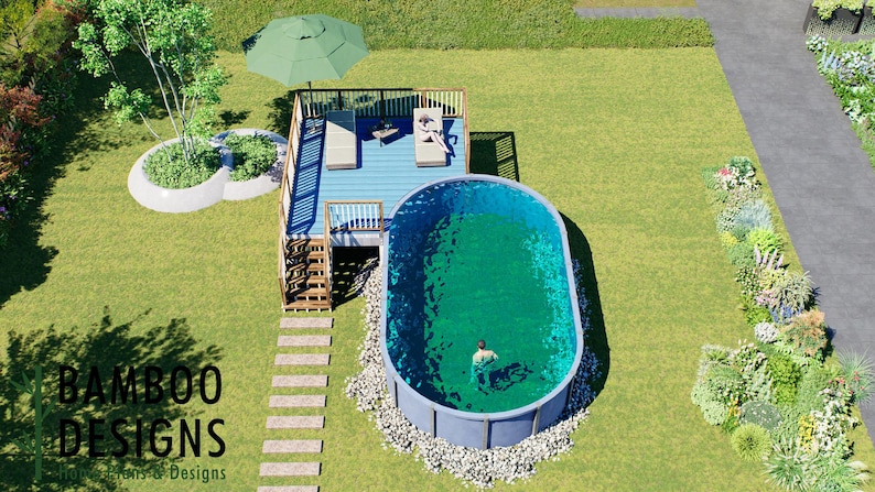 Seol Oval Pool Deck · 16x16 plan by Bamboo Designs