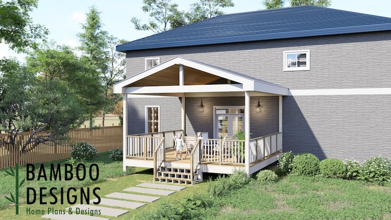 Remy 20x20 Deck with Gable Porch plan by Bamboo Designs