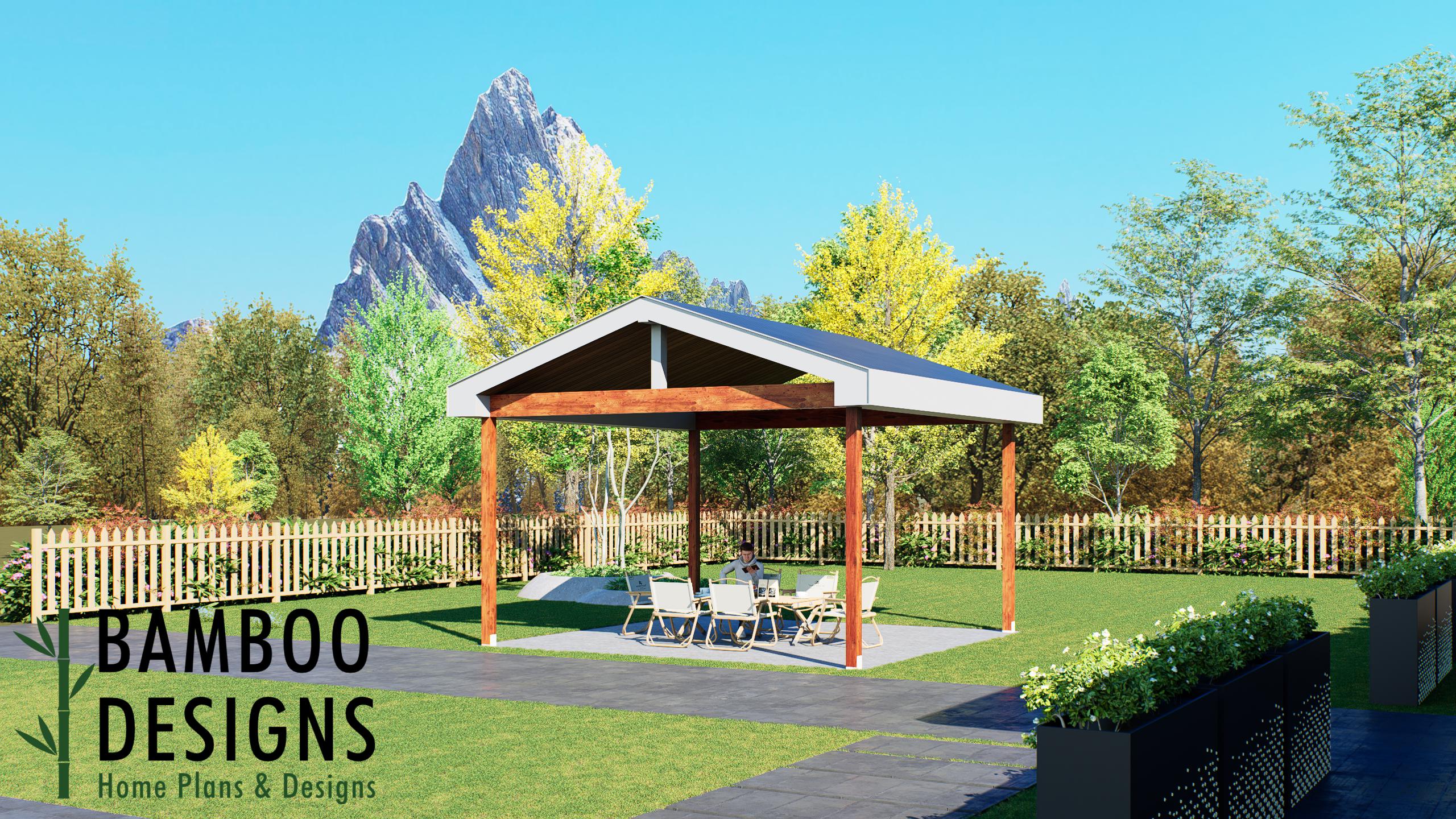 Image of Wildwoods 18x18 Pavilion Plan – Modern Backyard Pavilion | DIY Plans