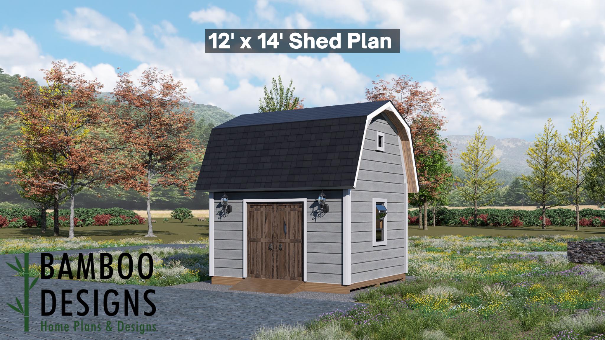 Image of Quincy 12x14 Shed Plan - A Barn-Style Shed with Classic Design & Flexible Backyard Use