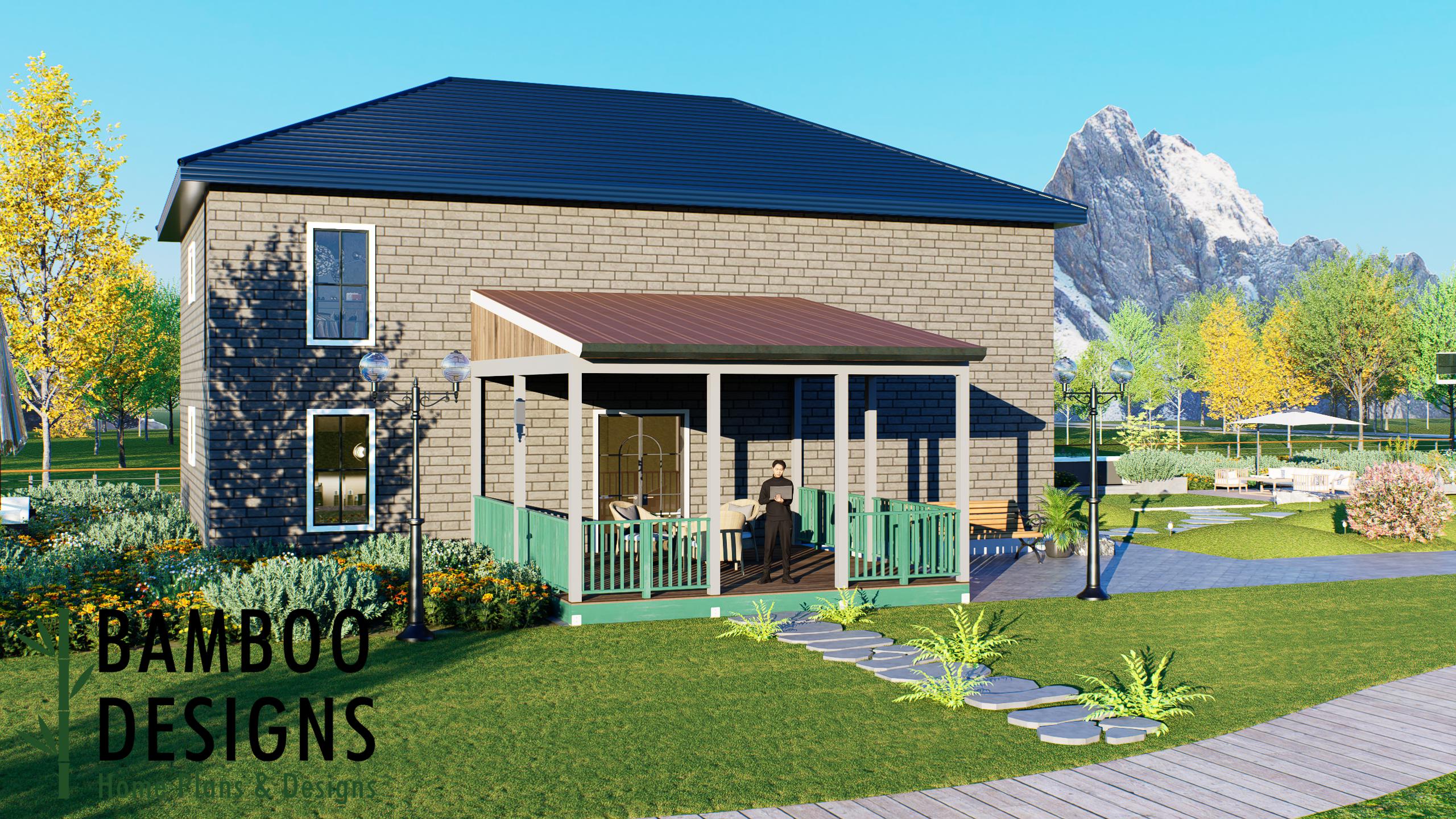 Image of Ornes 20x20 Porch Deck Plan — Large Covered Overground Backyard Deck | DIY PDF Plans